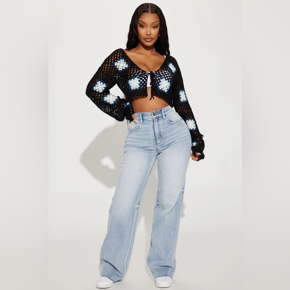 Fashion Nova Blue Flare Wide Leg Jeans